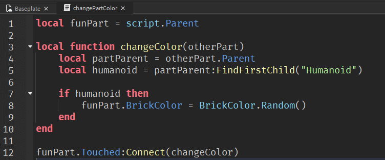 Lua Script to Change BrickColor