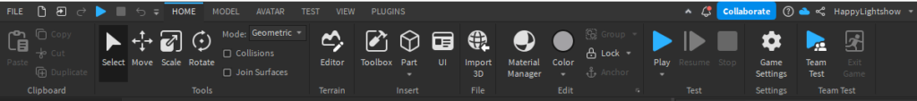 Roblox Studio Toolbar