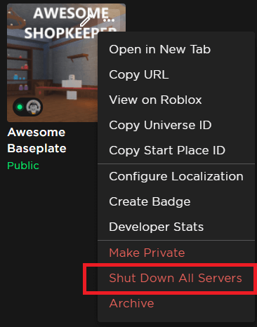 Shut Down All Servers